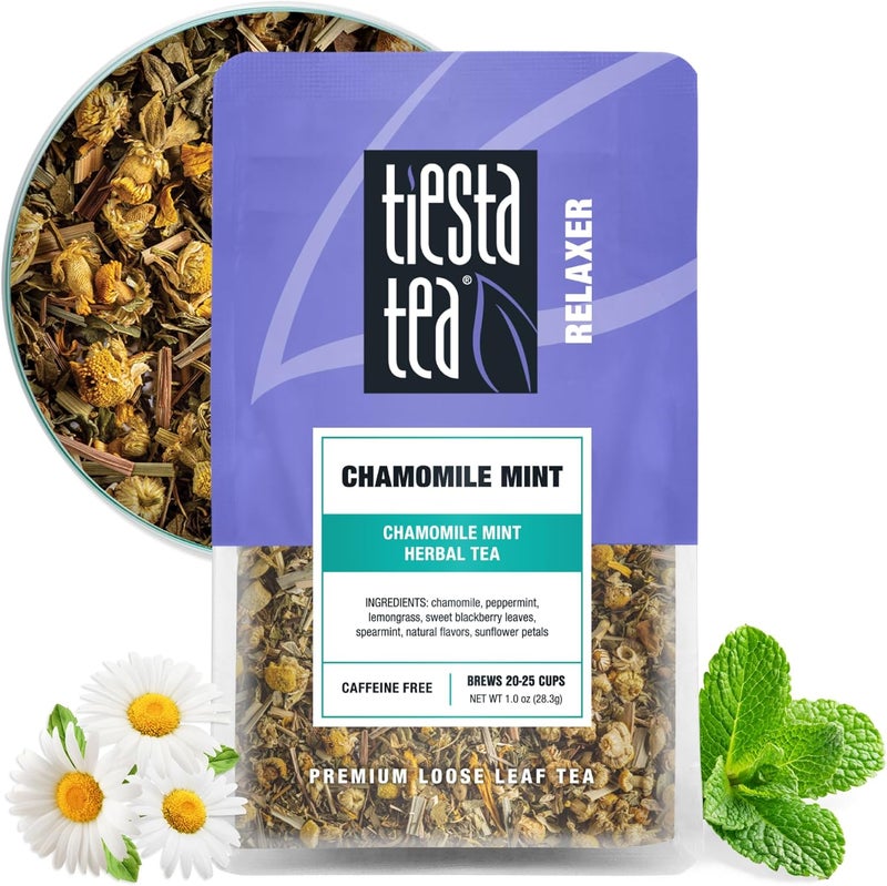 Tiesta Tea شاي تييستا شاي البابونج بالنعناع - شاي أعشاب فاخر، خالي من الكافيين، 1 أونصة في كيس قابل لإعادة الإغلاق - Image 1